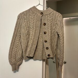 Sezane Cozy Cable Knit Beige Sweater
